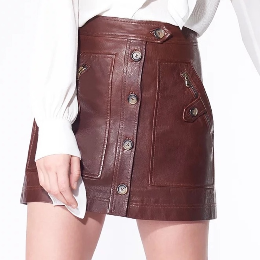 Veronica Beard Leather Mini Skirt
